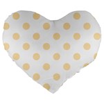 Polka Dots - Peach Orange on White Large 19  Premium Heart Shape Cushion