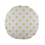 Polka Dots - Peach Orange on White Standard 15  Premium Flano Round Cushion