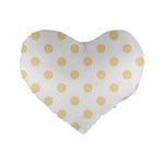 Polka Dots - Peach Orange on White Standard 16  Premium Heart Shape Cushion