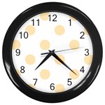 Polka Dots - Peach Orange on White Wall Clock (Black)