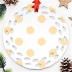 Polka Dots - Peach Orange on White Ornament (Round Filigree)