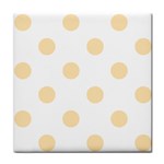 Polka Dots - Peach Orange on White Tile Coaster