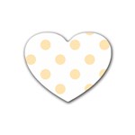 Polka Dots - Peach Orange on White Rubber Coaster (Heart)