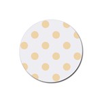 Polka Dots - Peach Orange on White Rubber Round Coaster (4 pack)