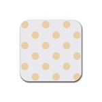 Polka Dots - Peach Orange on White Rubber Coaster (Square)