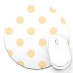 Polka Dots - Peach Orange on White Round Mousepad