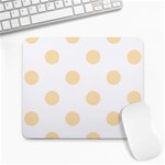 Polka Dots - Peach Orange on White Large Mousepad