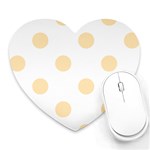 Polka Dots - Peach Orange on White Heart Mousepad