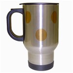 Polka Dots - Peach Orange on White Travel Mug (Silver Gray)