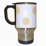 Polka Dots - Peach Orange on White Travel Mug (White)