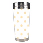 Polka Dots - Peach Orange on White Stainless Steel Travel Tumbler