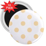 Polka Dots - Peach Orange on White 3  Magnet (10 pack)