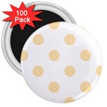 Polka Dots - Peach Orange on White 3  Magnet (100 pack)