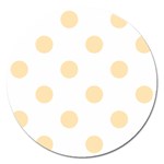 Polka Dots - Peach Orange on White Magnet 5  (Round)