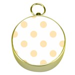 Polka Dots - Peach Orange on White Gold Compass