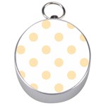 Polka Dots - Peach Orange on White Silver Compass