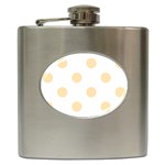 Polka Dots - Peach Orange on White Hip Flask (6 oz)