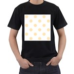 Polka Dots - Peach Orange on White Men s T-Shirt (Black)