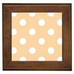 Polka Dots - White on Sunset Orange Framed Tile