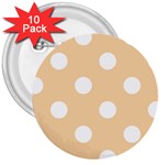 Polka Dots - White on Sunset Orange 3  Button (10 pack)