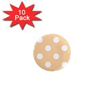 Polka Dots - White on Sunset Orange 1  Mini Magnet (10 pack)