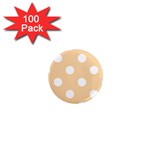 Polka Dots - White on Sunset Orange 1  Mini Magnet (100 pack)