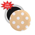 Polka Dots - White on Sunset Orange 2.25  Magnet (100 pack)