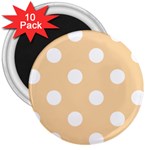 Polka Dots - White on Sunset Orange 3  Magnet (10 pack)