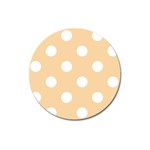 Polka Dots - White on Sunset Orange Magnet 3  (Round)