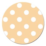 Polka Dots - White on Sunset Orange Magnet 5  (Round)