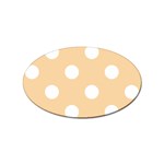 Polka Dots - White on Sunset Orange Sticker (Oval)