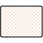 Polka Dots - Apricot Orange on White Double Sided Fleece Blanket (Large) (Two Sides)