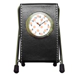 Polka Dots - Apricot Orange on White Pen Holder Desk Clock