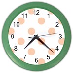 Polka Dots - Apricot Orange on White Color Wall Clock