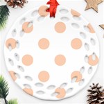 Polka Dots - Apricot Orange on White Round Filigree Ornament (Two Sides)