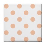 Polka Dots - Apricot Orange on White Tile Coaster