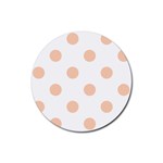 Polka Dots - Apricot Orange on White Rubber Coaster (Round)