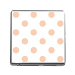 Polka Dots - Apricot Orange on White Memory Card Reader (Square)