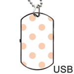 Polka Dots - Apricot Orange on White Dog Tag USB Flash (One Side)