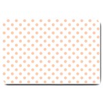 Polka Dots - Apricot Orange on White Large Doormat