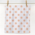 Polka Dots - Apricot Orange on White Face Towel