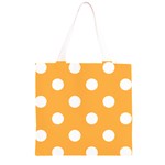 Polka Dots - White on Pastel Orange Grocery Light Tote Bag