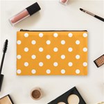 Polka Dots - White on Pastel Orange Cosmetic Bag (M)