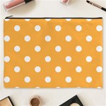 Polka Dots - White on Pastel Orange Cosmetic Bag (XXXL)