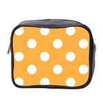 Polka Dots - White on Pastel Orange Mini Toiletries Bag (Two Sides)