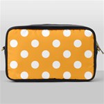 Polka Dots - White on Pastel Orange Toiletries Bag (One Side)