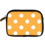 Polka Dots - White on Pastel Orange Digital Camera Leather Case