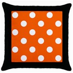 Polka Dots - White on Safety Orange Throw Pillow Case (Black)