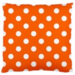 Polka Dots - White on Safety Orange Large Cushion Case (One Side)