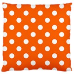 Polka Dots - White on Safety Orange Large Flano Cushion Case (One Side)